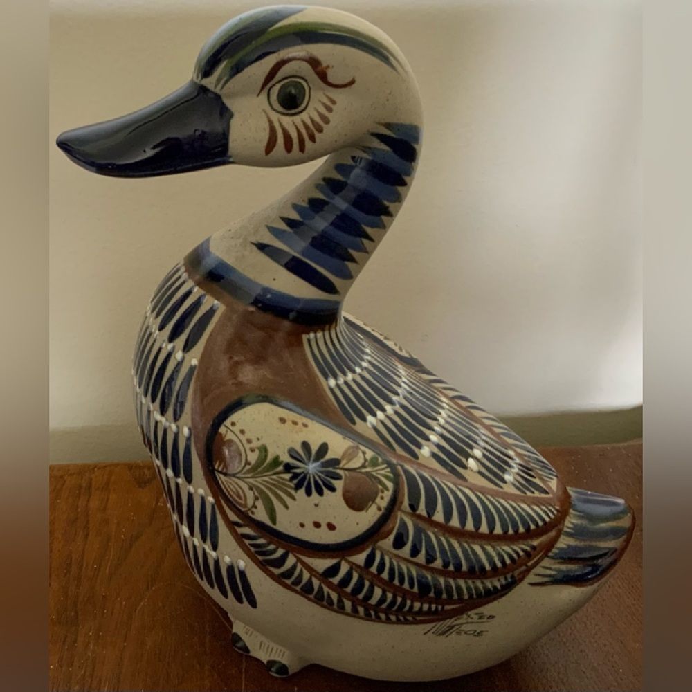 Tostado Mexico Folk Art Pottery Large Signed Duck
